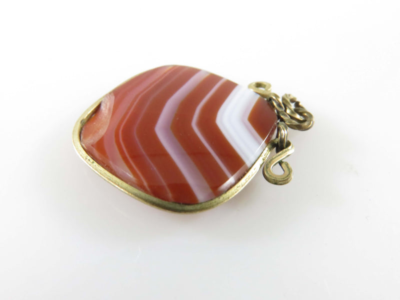 Antique Pocket Watch Glass Burnt Orange Agate Chipped FOB for Use Repurpose