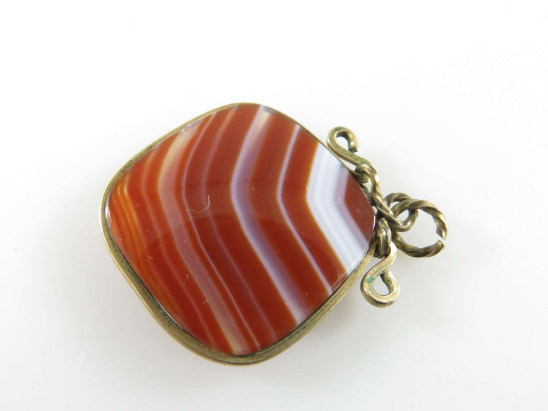 Antique Pocket Watch Glass Burnt Orange Agate Chipped FOB for Use Repurpose