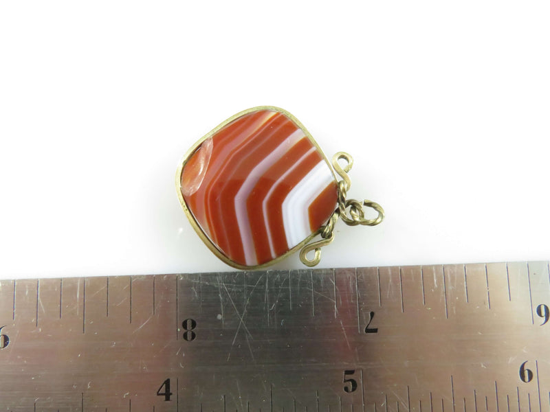 Antique Pocket Watch Glass Burnt Orange Agate Chipped FOB for Use Repurpose
