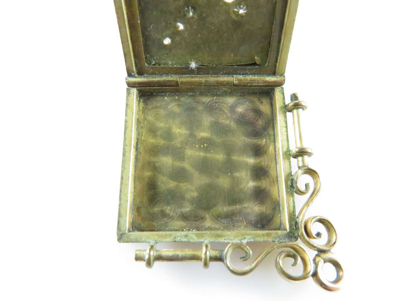Antique Pocket Watch Photo Locket FOB Cross Decor Machine Turned FOB for Use Repurpose
