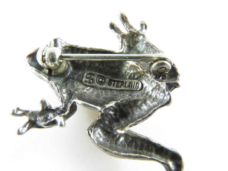 Small Sterling Silver Tree Frog Pin Jumping Tree Frog Brooch  Sterling