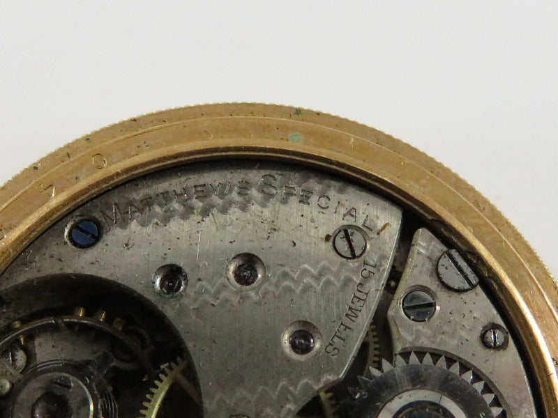 c1910 W.W. Matthews Size 0 Pocket Watch Rare Matthews Special 15J For Restoration