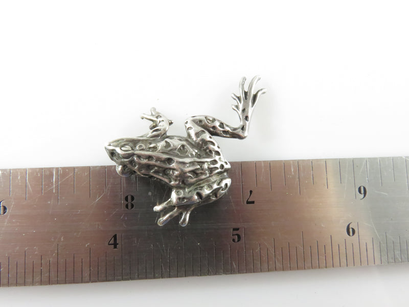 Small Sterling Silver Tree Frog Pin Jumping Tree Frog Brooch  Sterling