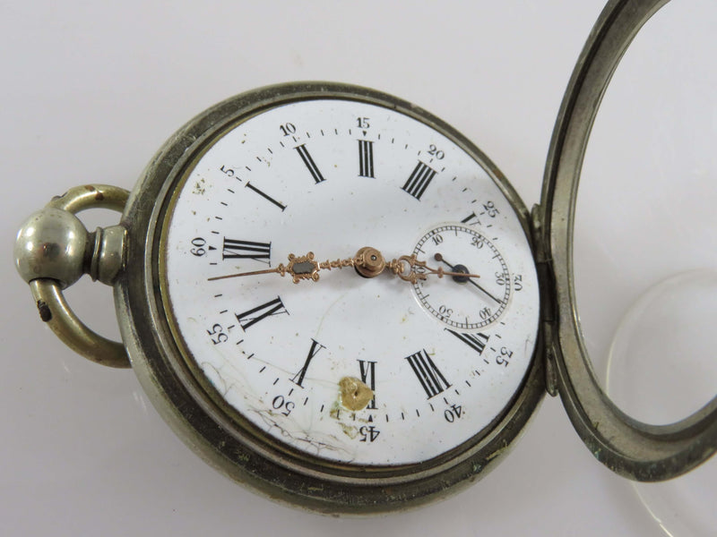 Antique Cylindre 10 rubis Key Wind Key Set Pocket Watch 36mm No Crystal 4 Restoration