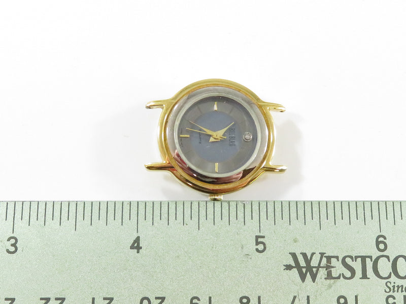 Vintage Bill Blass Women's Wrist Watch By Gruen Gray & Silver Dial Gilt Case Quartz Running