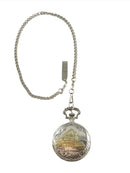 Vintage Watch-It Silvered Quartz Pocket Watch with Chain Gilt Train on Cover