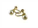 Old Faux Gray Pearl Screw Back Earrings JMS 1/20 12K Gold Filled over Brass — Gold • Pearl — front view