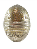 Vintage Silver over Brass Two Part Host Egg Religious Artifact 483 India — Silver — front view