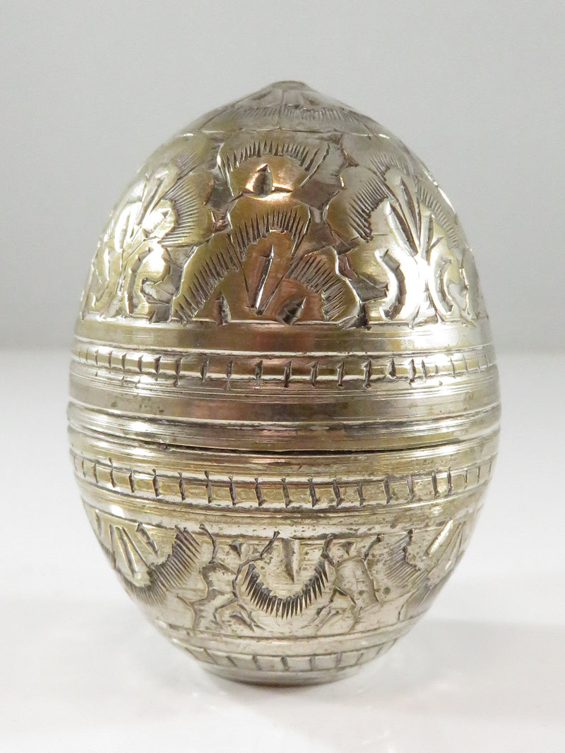 Vintage Silver over Brass Two Part Host Egg Religious Artifact 483 India