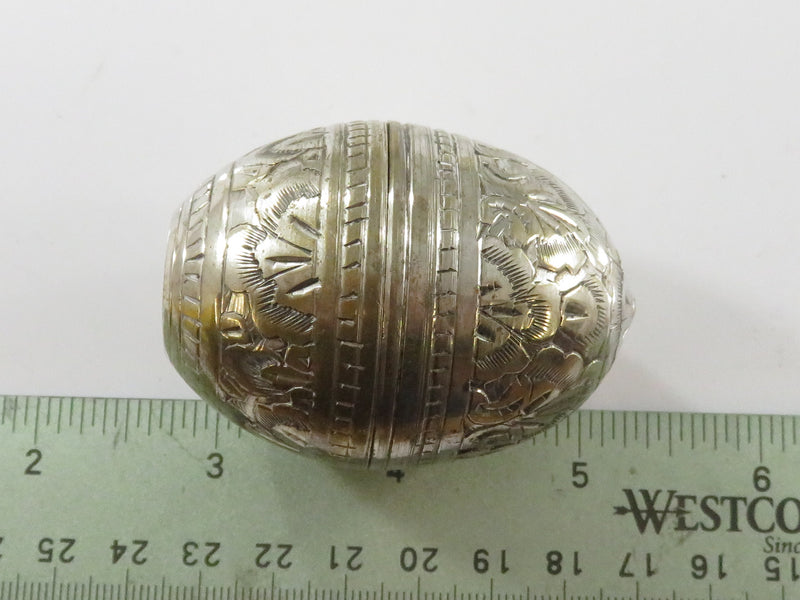 Vintage Silver over Brass Two Part Host Egg Religious Artifact 483 India