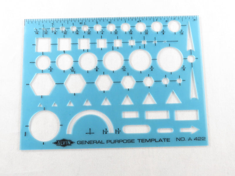 Vintage Alvin No A 422 General Purpose Shape Template Professional Drawing Drafting Template