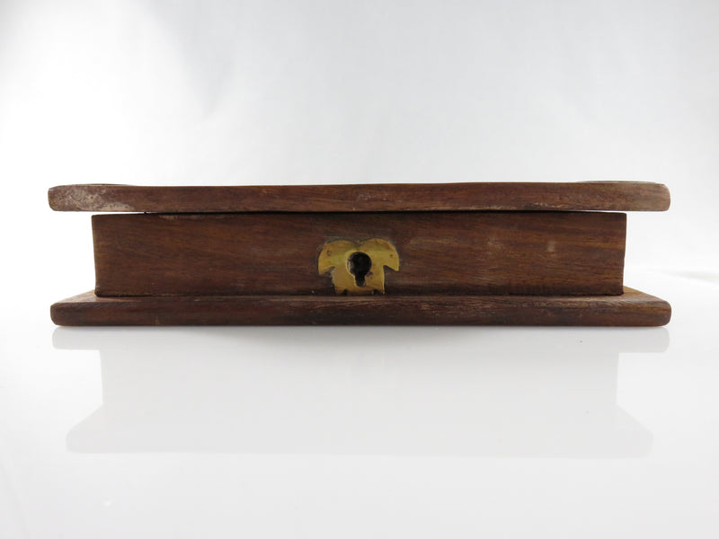 Vintage Wooden Book Box  Formed Wooden Secret Box with Brass Fitted Accenting