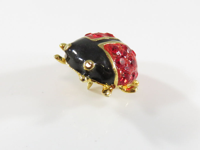 Vintage Red Black and Gilded Lady Bug Collar Tack 3/4" Wide x 3/4" High
