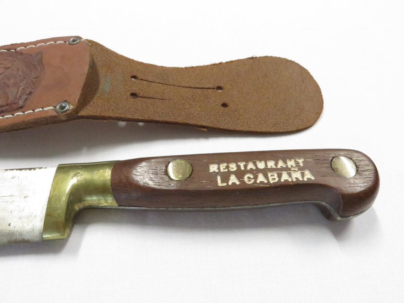 Vintage Restaurant La Cabana Knife & Leather Sheath Tome Industria Argentina