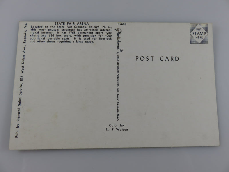P5618 Raleigh NC State Fair Arena General Sales Service Unused Vintage Postcard