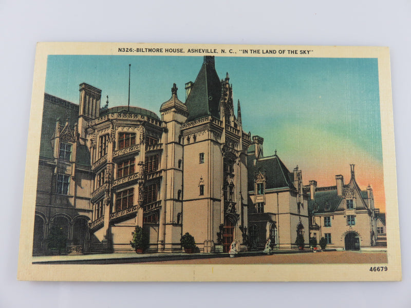 N326 Biltmore House Asheville NC In The Land of the Sky U.N. Co Unused Linen Postcard