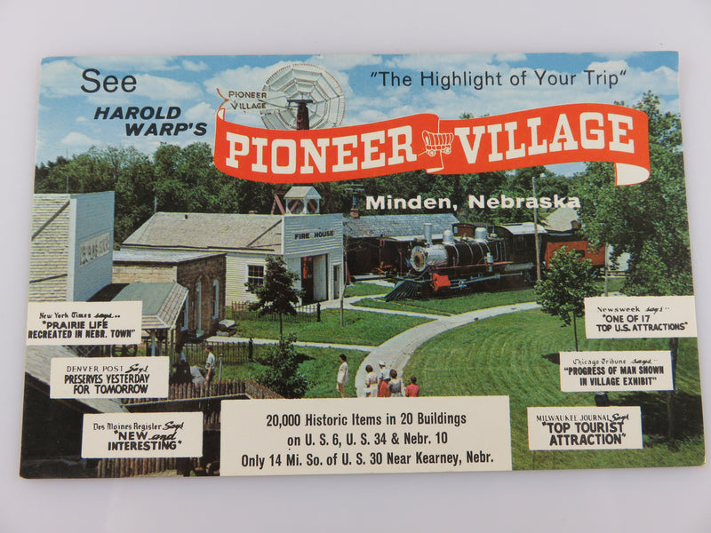 See Harold Warp's Pioneer Village Minden Nebraska 20 Buildings Unused Postcard