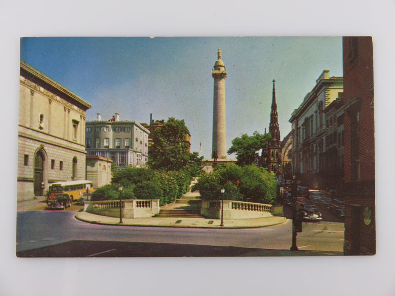 Washington Monument and Mt. Vernon Place Baltimore Maryland 1960s D.E. Traub Unu