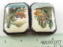 Antique Japanese Blue Trimmed Satsuma Sash Belt Buckle Set in Silver Village Sce product image for Just Stuff I Sell, clear front view, neutral background, original listing photo, optimized descriptive alt text, centered composition variant 10