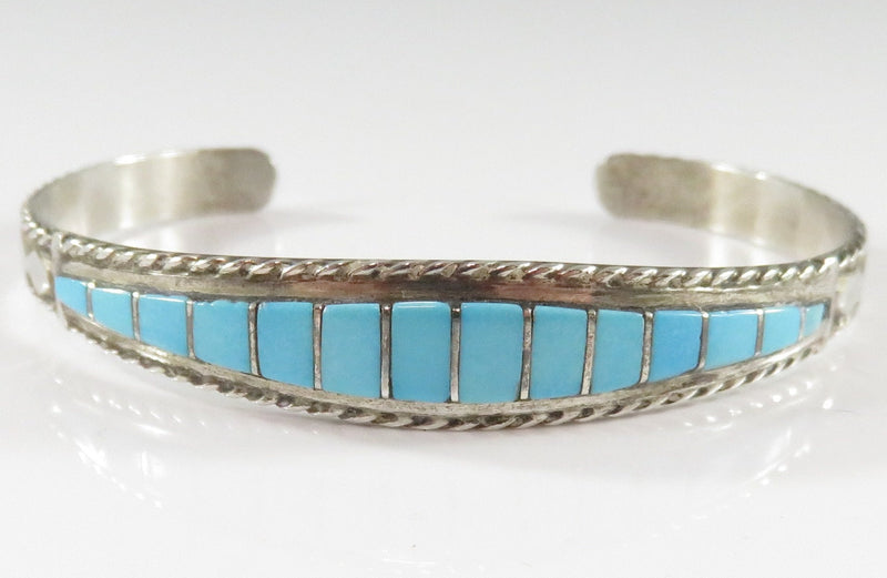 Vintage 5 1/4" Silver Costume Cuff with Turquoise Stones Signed MP Southwestern Cuff