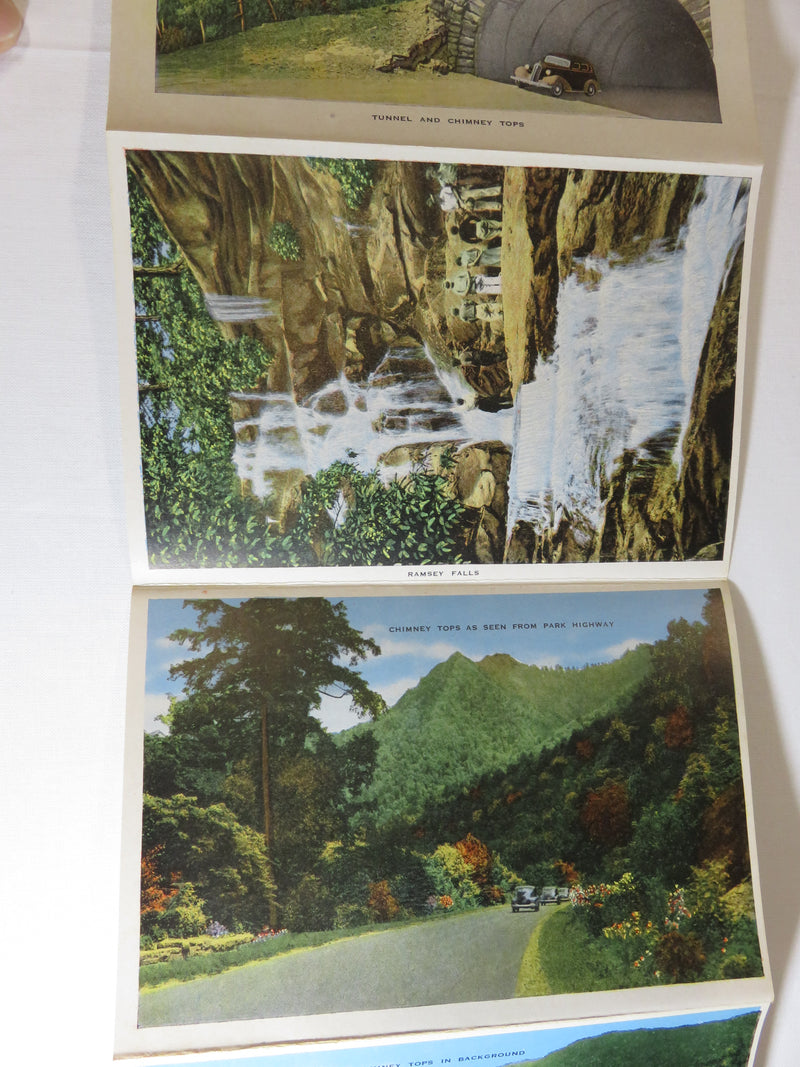 Souvenir of Great Smoky Mountains National Park Circa 1940's Linen Postcard Fold