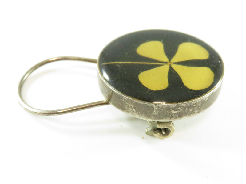 Vintage Mid Century 4 Leaf Clover Charm Brooch Sterling Silver Lucky Charm Brooch