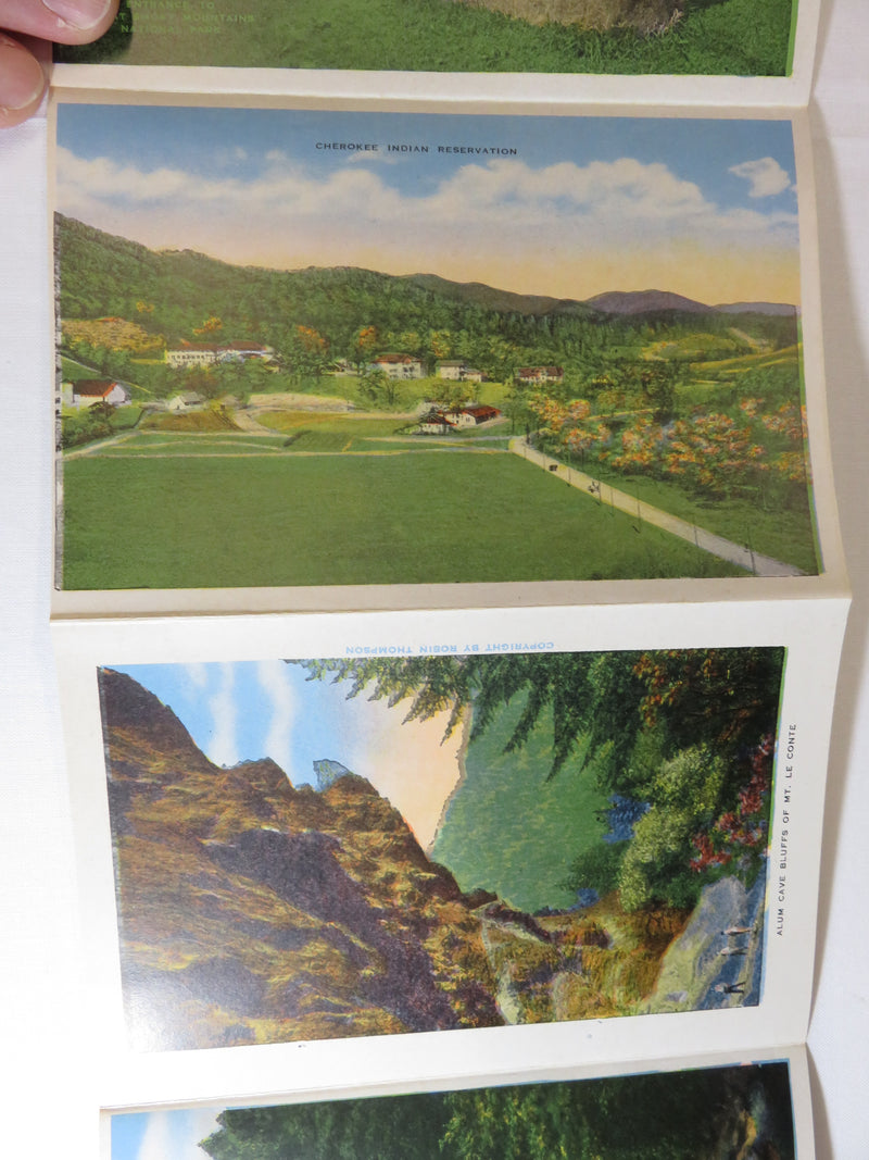 Souvenir of Great Smoky Mountains National Park Circa 1940's Linen Postcard Fold