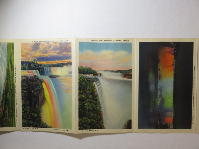Souvenir of Buffalo & Niagara Falls New York Circa 1930's Linen Postcard Folder