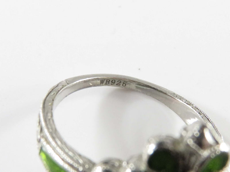 Generations 1912 Weinman Brothers Sterling Silver Green Enamel Sapphire Ring