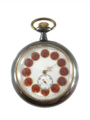 Antique Gun Metal Erotic Photo Peep Show Swiss Made Pocket Watch 51mm Case