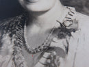 Unnamed Woman Wearing Crystal Beads Black & White Circa 1940 Vintage Photograph Close up of Necklace