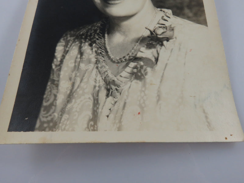Unnamed Woman Wearing Crystal Beads Black & White Circa 1940 Vintage Photograph