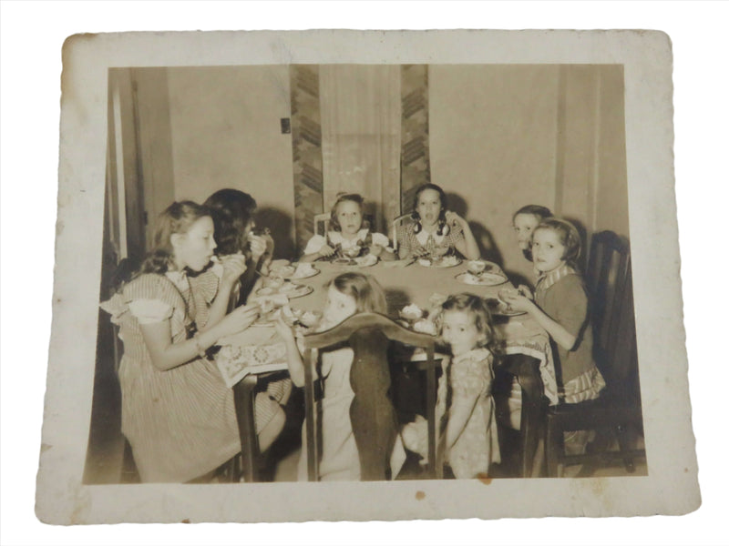 Group of 8 Unnamed Little Girls Vintage Black & White circa 1950 Photograph 5 1/2" x 4 1/4"