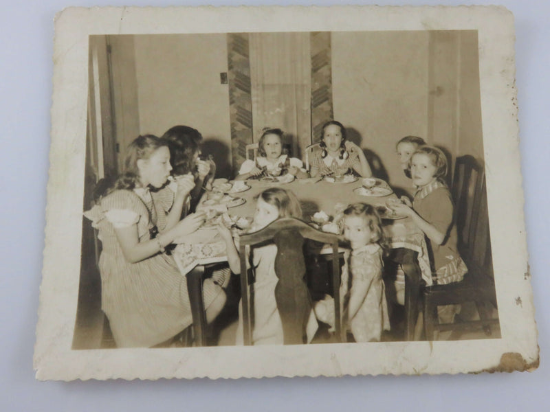 Group of 8 Unnamed Little Girls Vintage Black & White circa 1950 Photograph 5 1/2" x 4 1/4"