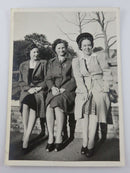3 Named Woman Sitting on Wall Black & White 1942 Vintage Photograph 7" x 5" product image for Just Stuff I Sell, clear front view, neutral background, original listing photo, optimized descriptive alt text, centered composition