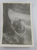 Young Boy in Motor Boat with Gas Can 1946 Campbell MO Vintage Black & White Photo — front view
