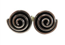 Vintage Sterling Round Spiraling Geometric Form Cufflink Set Mid Century Taxco Mexico — Sterling Silver, Silver — front view