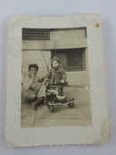 Two Boys with Art Deco Push Car Vintage Black & White Photograph 4" x 3" product image for Just Stuff I Sell, clear front view, neutral background, original listing photo, optimized descriptive alt text, centered composition