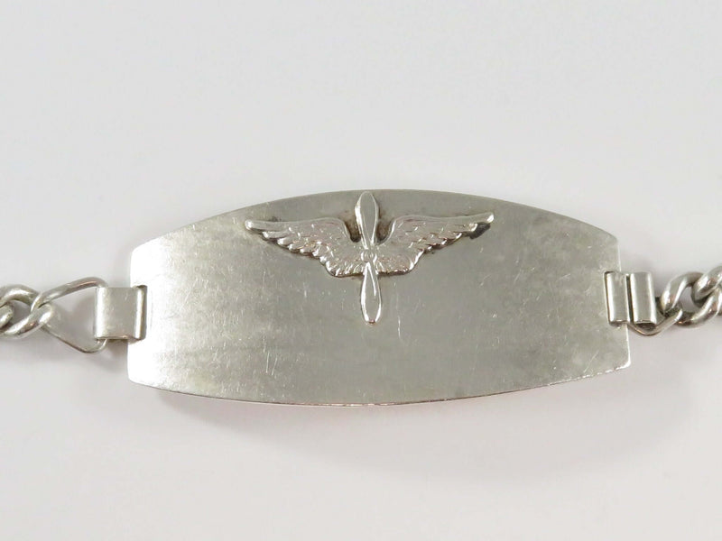 7" Sterling Sweetheart Bracelet Vintage US Airforce Love Token Needs Minor Repair