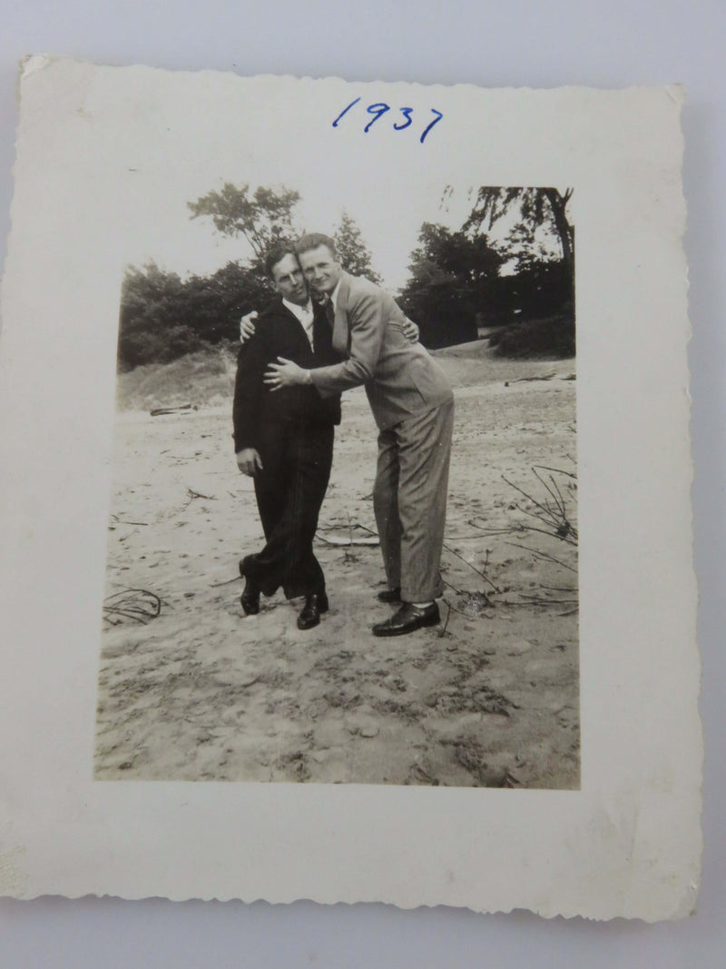 1937 2 Gay Men on the Beach Vintage Black & White Photograph 3  5/8" x 3 1/16"