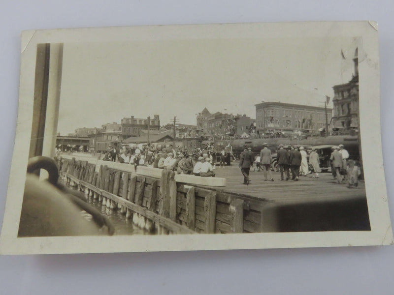 1925 Pier at Port Huron Michigan Boat Dock Black & White Photograph 4  1/2" x 2 3/4"