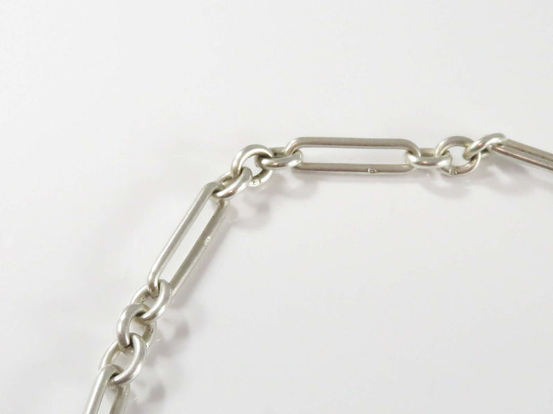 Art Deco 11 1/2" Sterling Silver Long & Short Link Pocket Watch Chain with Fob Chain