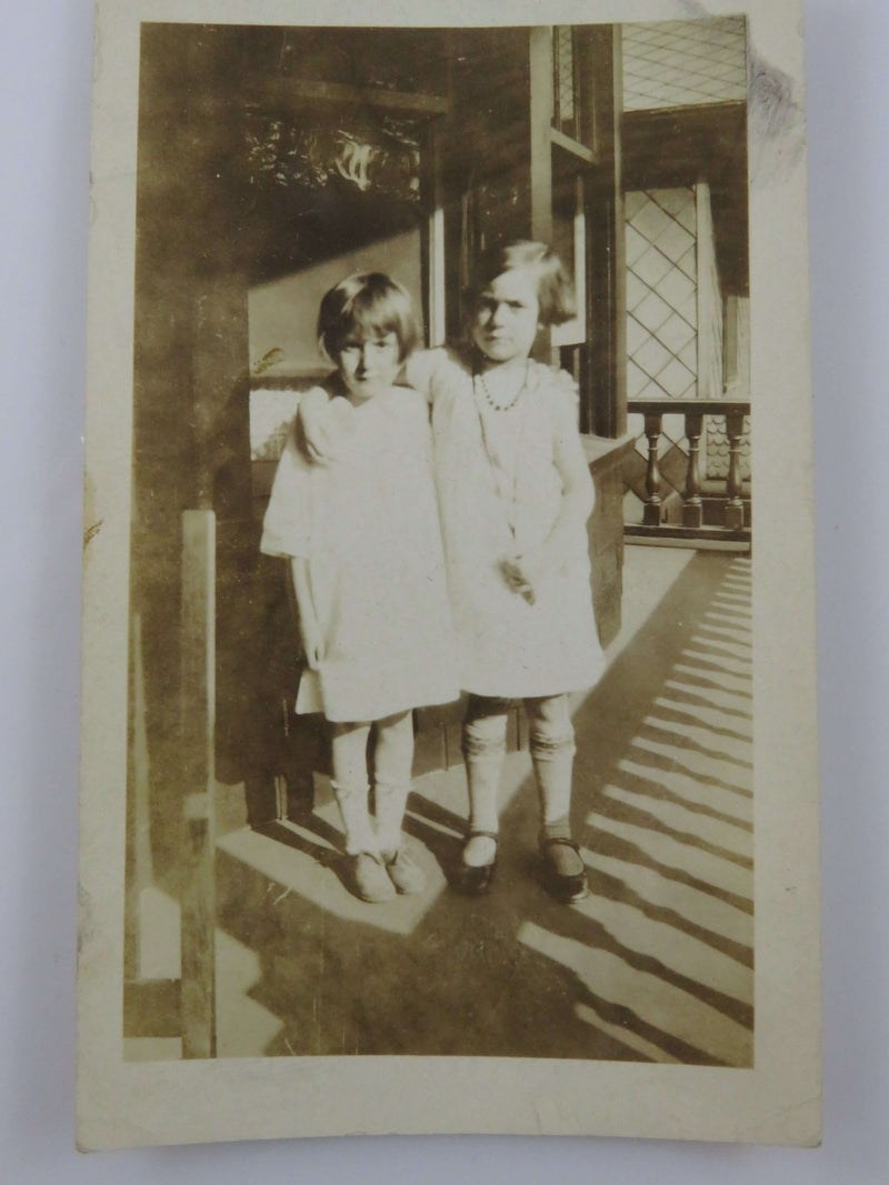 2 Little Girls Dressed Up 1927 Black & White Photograph 4  1/2" x 2 3/4"