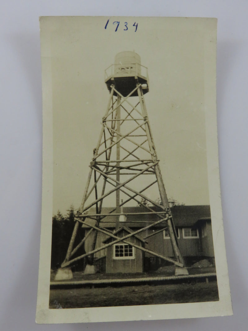 Old Water Tower & Building 1934 Black & White Photograph 4  1/2" x 2 3/4"