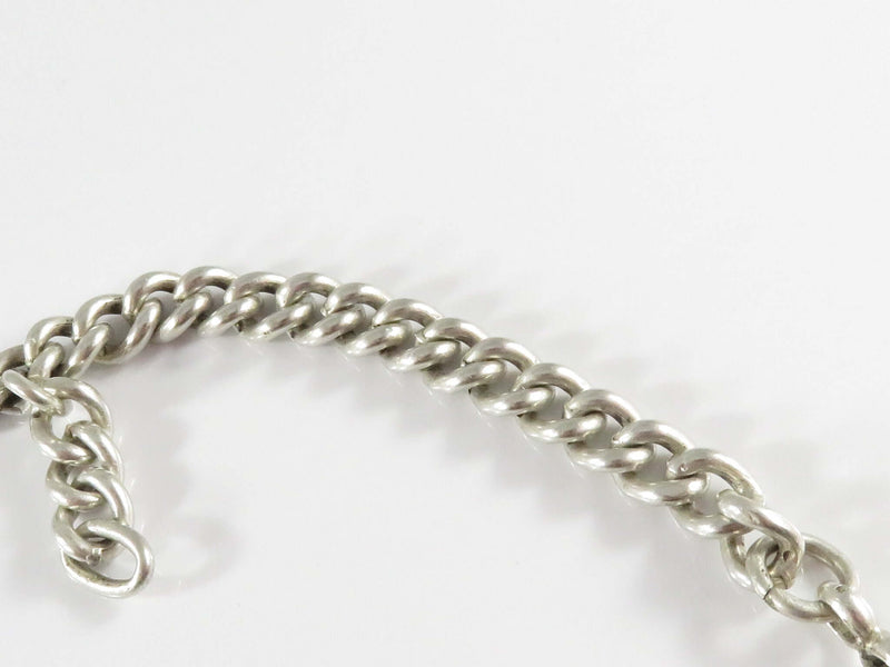 12 3/4" Solid Silver Curb Link Heavy Duty Pocket Watch Chain with Fob Chain