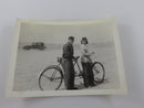 Woman Man 2 Seater Bike at Wasasga Beach Canada 1942 B & W Photograph 4 1/2" x 3 1/4" — front view