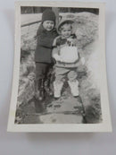 Brother Hugging Sister Toddlers Posing 1940's B & W Photograph 4 1/2" x 3 1/4" product image for Just Stuff I Sell, clear front view, neutral background, original listing photo, optimized descriptive alt text, centered composition