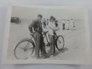Brother Sister 2 Seater Bike, Crowd, Wind at Wasasga Beach Canada 1942 B & W Pho product image for Just Stuff I Sell, clear front view, neutral background, original listing photo, optimized descriptive alt text, centered composition