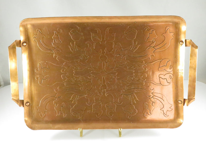 Vintage Copper Serving Tray Walter Reed General Hospital Arts & Craft Style