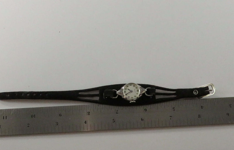 Bulova M6 Ladies 14K White Rolled Gold & Stainless Wrist Watch Velvet Strap Band